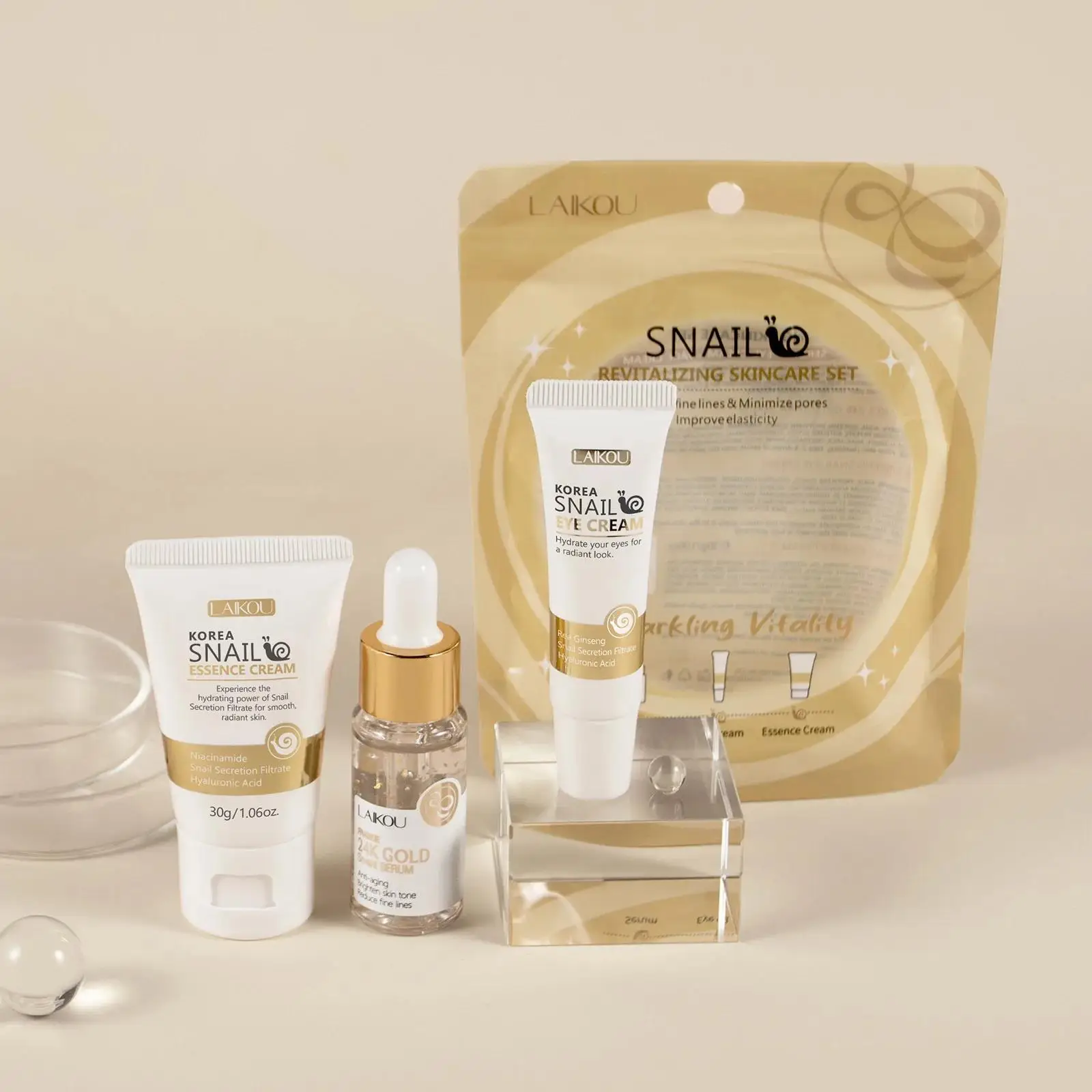 24K Gold Snail Repair Serum Ey - огляд і ціна Luxury Skincare Set For Women