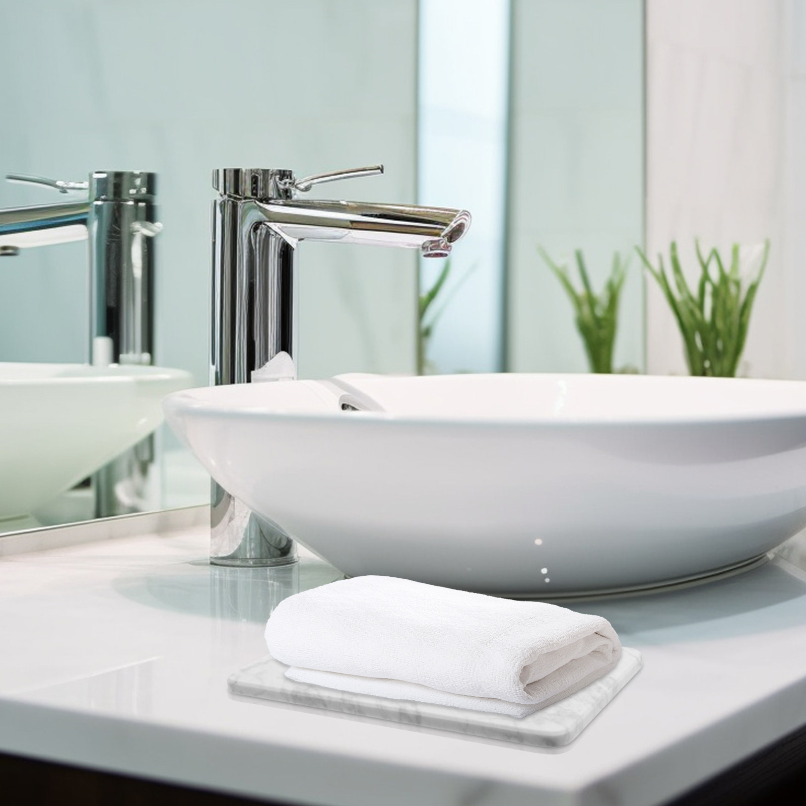 Natural White Marble Round Tra - огляд і ціна Luxury Skincare Organizer